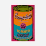 Campbell Soup Can for Banner by Andy Warhol, 1968, screenprint in colors, sold Jan 2024