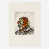 Marc Chagall, Elijah on Mount Carmel (from The Bible portfolio), 1958, etching and aquatint with hand-coloring on Arches