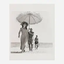 Pablo Picasso and Françoise Gilot, France by Robert Capa, gelatin silver print, sold Dec 2023
