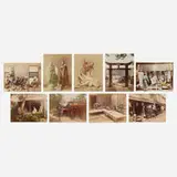 Kusakabe Kimbei, Nine works, 1897, vintage hand-colored albumen print, printed paper