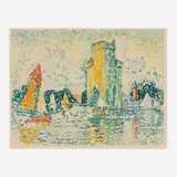 Paul Signac by Jacques Villon, La Port de la Rochelle, 1928, etching and aquatint in colors