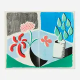 David Hockney, Red Flowers and Green Leaves, Separate, May, 1988, hand-made print in colors executed on an office copier on two sheets on Arches
