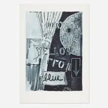 Untitled (Blue) by Jasper Johns, 1982, etching on BFK Rives, sold Jun 2025