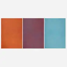 Sol LeWitt, Three works (from the Vertical Lines Not Straight Not Touching On Color series), 1991, etching with aquatint in colors on BFK Rives