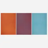 Sol LeWitt, Three works (from the Vertical Lines Not Straight Not Touching On Color series), 1991, etching with aquatint in colors on BFK Rives