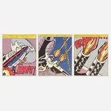 Roy Lichtenstein, As I Opened Fire (triptych), 1966, offset lithograph in colors on wove paper