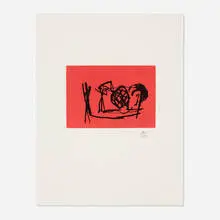 Midnight (from the Ulysses portfolio) by Robert Motherwell, 1988, etching in colors on Johannot, sold Jun 2025