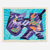 Karel Appel, Walking Cat (from the Cats portfolio), 1978, screenprint in colors on Japon