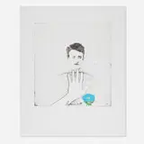 Jim Dine, Blue Haircut, 1972, etching with offset lithograph in colors on J. Green Mould Made