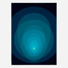 Clarence Carter, Blue Mandala, 1970, screenprint in colors on Scintilla