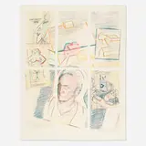 Larry Rivers, Sketches and Self Portrait (from the Conspiracy, The Artist as Witness portfolio)