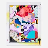 Pose, Untitled, inkjet print with spray paint