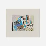 Gino Severini, Natura Morta con Violoncello, 1964, lithograph in colors