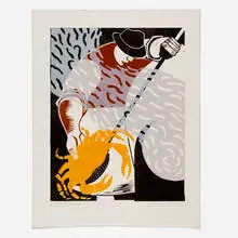 Emmy Lou Packard, Cooking Crabs, 1960, woodcut in colors