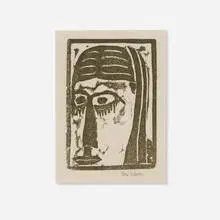 Head by Max Weber, 1920, woodcut, sold May 2025