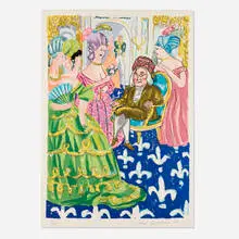 Red Grooms, Franklin's Reception at the Court of France, 1982, lithograph in colors