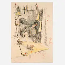 William T. Wiley, Mr. Unnatural at Your Surface, 1976, lithograph in colors