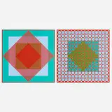 Richard Anuszkiewicz, Two works, screenprint in colors