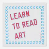 Lawrence Weiner, Learn to Read Art, 2019, screenprint in colors on cloth