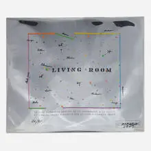 Living Room by Shusaku Arakawa, 1969, screenprint in colors on plastic silver foil, sold May 2025