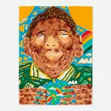 Koichi Sato, Save the World, 2021, screenprint in colors with hand-painted elements