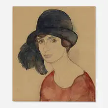 Boris Solotareff, Female Portrait, watercolor and graphite on paper