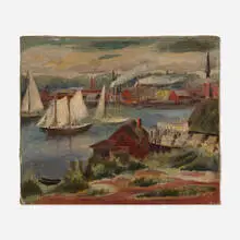 George László, Port Town, 1936, oil on canvas