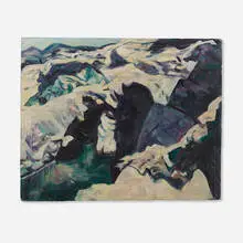 William C. Meyer, Rocky Coastal Landscape, oil on Masonite