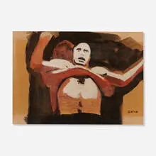 Lee Gatch, Wrestling, gouache on paper
