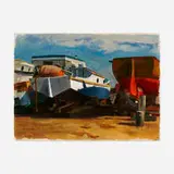 Giovanni Martino, Boat Yard, watercolor on paper