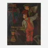 George W. Laine, Railroad Men, 1949, oil on canvas
