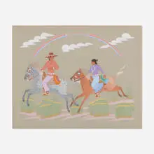 Harrison Begay, Going to a Trading Post, casein on paper