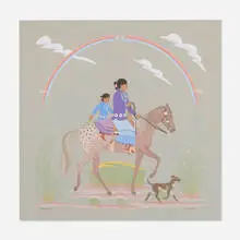 Harrison Begay, Going to a Trading Post, casein on paper