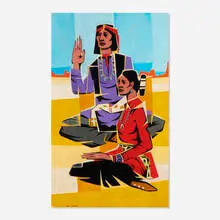 Mac LeSueur, Navajo Man and Woman, oil on canvas