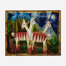 Edward John Stevens Jr., Llamas, 1963, gouache on paper