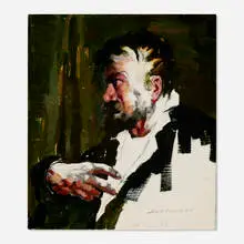 Portrait by John R. Grabach, oil on panel, sold Jul 2023