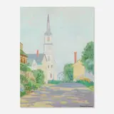 Margaret Goddard Carlson, The Town Church, oil on canvas board