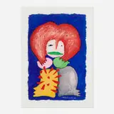 José de Guimarães, Untitled (An original vintage painting sold on the secondary market at auction.), 1988, gouache on paper, glass