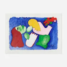 Untitled (An original vintage painting sold on the secondary market at auction.) by José de Guimarães, 1988, gouache on paper, sold Jul 2023