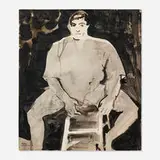 Theophilus Brown, Seated Man, 1965, ink on paper