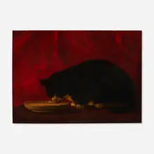 Agnes Augusta Brown, Cat Drinking Milk, oil on panel