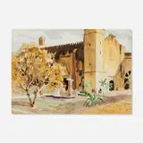 Paul Rodda Cook, Church Courtyard (San Jose, Texas), watercolor and pencil on paper