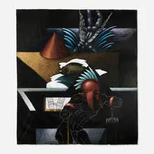 Ben Mahmoud, Icarus and Achilles, pastel on black paper