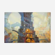 Jean Pattou, Torre di Babele, watercolor on paper
