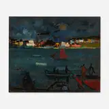 Bernard Lamotte, Harbor Scene, oil on board