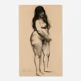 Harvey Dinnerstein, Babette Standing, charcoal on paper
