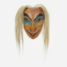 Jordon Seward, Ancestral Eagle (Northwest Coast mask), 1998, carved and painted cedar, horsehair