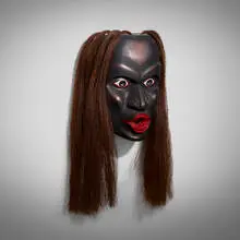 Randy Stiglitz, Tzonakwa (Northwest Coast mask), 1999, carved and painted cedar, horsehair