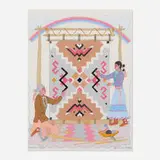 Harrison Begay, Young Weaver Showing Her Rug to Her Grandma, casein on paper