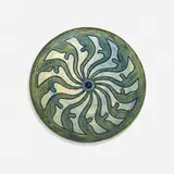 Early wall hanging plate with rare vegetal-cross section design by Emily Frances Lines for Newcomb College Pottery, sold Jun 2023
